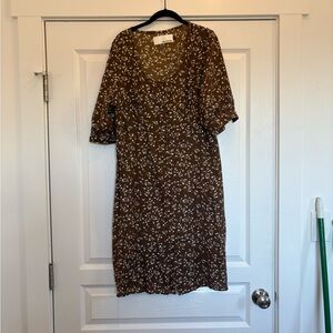 Pink Martini Brown Floral Midi Dress